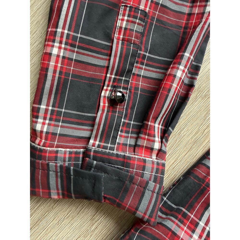 Talbots Plaid Button Down Shirt, Ruffle, Women's size 8P, Petite - Picture 2 of 5